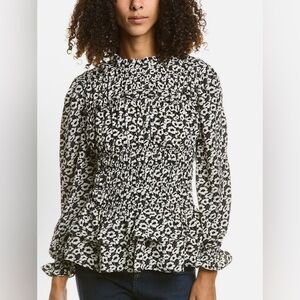 Gracia Monochrome Floral Blouse NWT Size Small